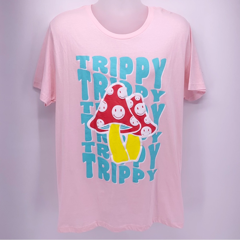 Eighty Eight Brand Trippy Mushroom Pink T Shirt Size Large